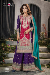 Primium Chinon Silk with codding embroidery work daimond work Suit